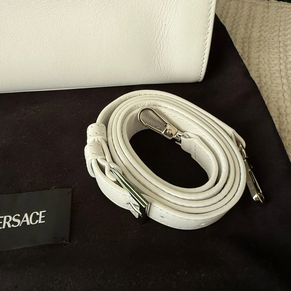 Versace Medusa ‘95 Small Tote White Leather Handbag
